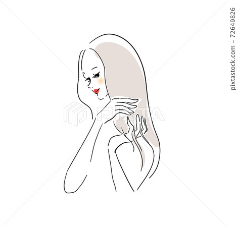 一個用梳子修剪頭髮的女人 72649826