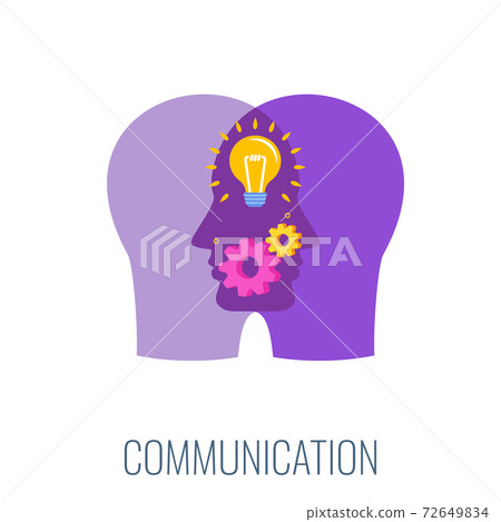 Communication people icon. Mechanism and gears in the head. Communication people icon. Mechanism and gears in the head. 72649834