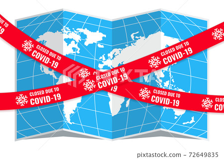 Inscription on red plate on global travel map. Inscription on red plate on global travel map. 72649835