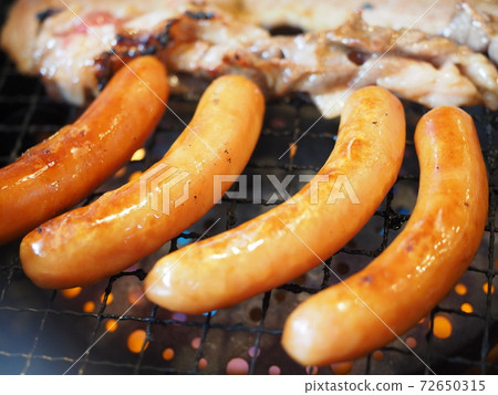 Vienna sausage grilled with a net 72650315