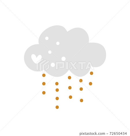 Vector cartoon illustration with cute sleeping cloud and rain of hearts. Scandinavian style nursery art. Valentines Day card Vector cartoon illustration with cute sleeping cloud and rain of hearts. Scandinavian style nursery art. Valentines Day card 72650434