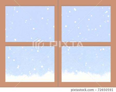 一扇窗上有夢幻般可愛的雪景像圖畫書 72650591