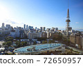 Nagoya TV Tower and Oasis 21 seen from the observatory in the blue sky at dusk 72650957