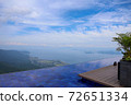 The water surface of the cafe on Lake Biwa Terrace and the cityscape of Shiga and Lake Biwa 72651334
