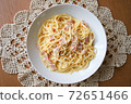 Home-cooked carbonara (pasta) at home time 72651466