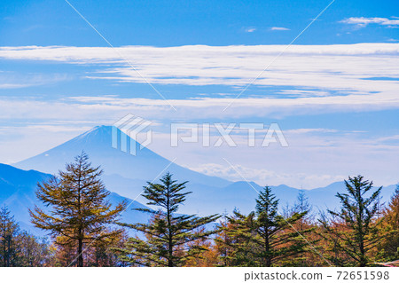 (Yamanashi Prefecture) Mt. Fuji seen from Kiyosato Terrace 72651598
