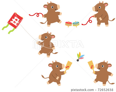 Illustration set of cows playing New Year 72652638