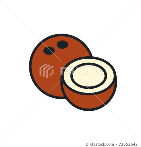 Coconut icon. Linear color icon, contour, shape, outline. Thin line. Modern minimalistic design. Vector illustrations of fruits 72652642