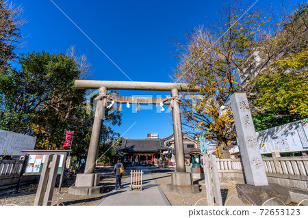 Tokyo cityscape of Japan Overlooking Asakusa Shrine that shines in the blue sky 72653123