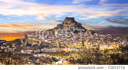 Impressive view of medieval village Morella Castellon, Valencian Community, Spain 72653716