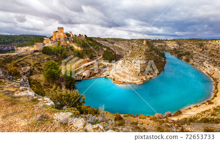 Impressive medieval castle Alarcon in Spain (near Cuenca) Castilla la Mancia 72653733