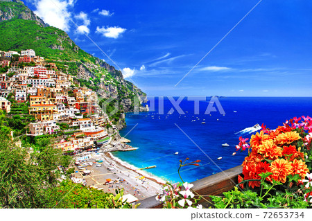 beautiful Positano. Gorgeous Amalfi coast, Italy travel and landmarks 72653734