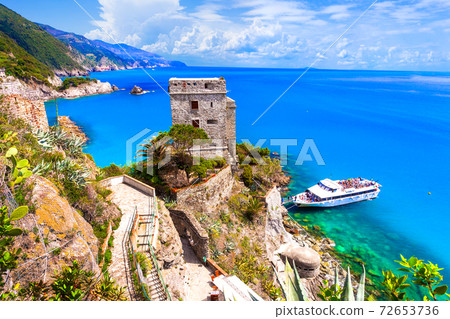 Cinque terre villages - scenic Monterosso al mare with turquoise sea. Italy, Liguria 72653736
