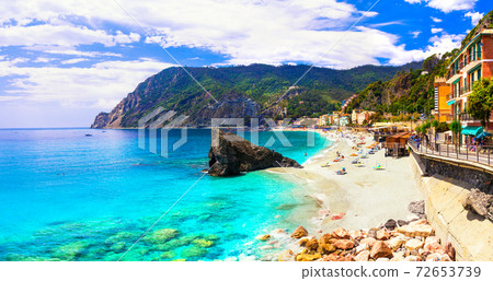 Coastal Italy series- national park Cinque terre and picturesque Monterosso al mare with great beaches in Liguria 72653739