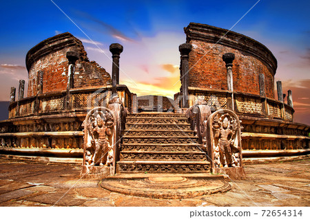 Landmarks of Sri lanka .Anciet temples of Polonnaruwa over sunset - UNESCO heritage site. Landmarks of Sri lanka .Anciet temples of Polonnaruwa over sunset - UNESCO heritage site. 72654314