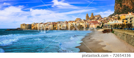 Cefalu - beautiful coastal town in Sicily, Italy Cefalu - beautiful coastal town in Sicily, Italy 72654336