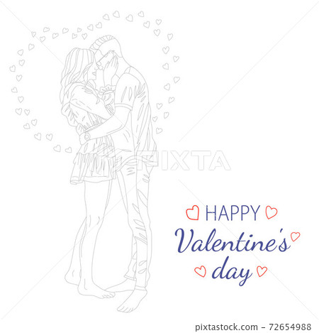 A couple in love hugs. Valentine's Day card. Vector illustration. 72654988
