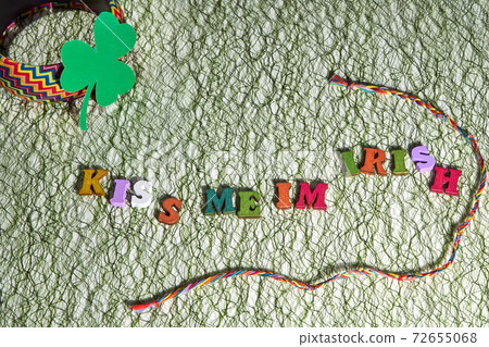 Kiss me I Irish on green background with shadow and attributes of lgbt community 72655068