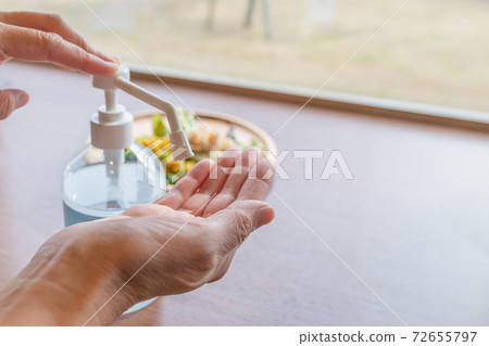 Alcohol disinfection of hands Alcohol disinfection of hands 72655797