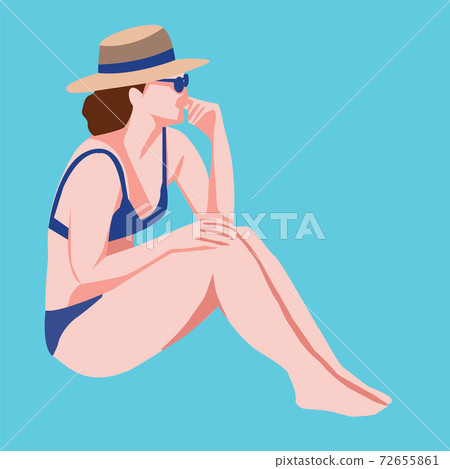 Beautiful woman in a swimsuit on the beach Beautiful woman in a swimsuit on the beach 72655861