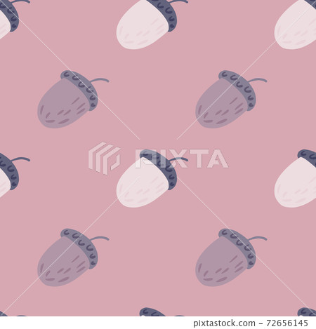 Scandi cute seamless pastel pattern with chestnut doodle print. Violet and purple colored palette. 72656145
