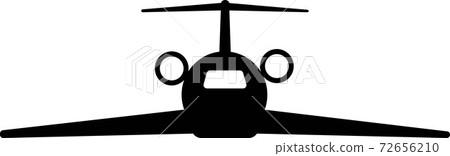Two-engine jet passenger aircraft black silhouette on a white background. 72656210