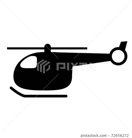 Black silhouette of a helicopter on a white background. 72656272