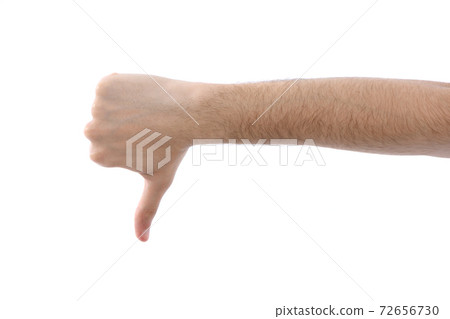 Male hand which shows a "thumb down" 72656730