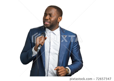 Professional jazz singer, white background. 72657347
