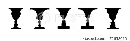 Optical Illusion with Vase and Face Profile Silhouettes 72658013