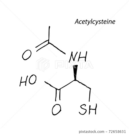 Acetylcysteine Chemistry Molecule Formula Hand Drawn Imitation 72658631