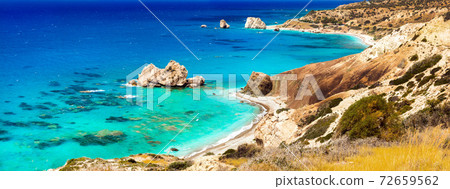 Most beautiful beaches of Cyprus - Petra tou Romiou, famous as a birthplace of Aphrodite Most beautiful beaches of Cyprus - Petra tou Romiou, famous as a birthplace of Aphrodite 72659562