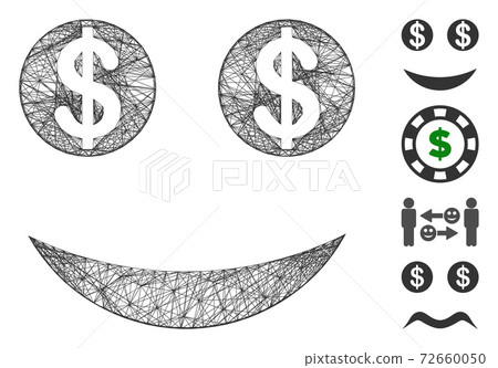 Hatched Lucky Dollar Smiley Vector Mesh Hatched Lucky Dollar Smiley Vector Mesh 72660050