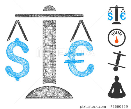 Hatched Euro Dollar Balance Vector Mesh Hatched Euro Dollar Balance Vector Mesh 72660539