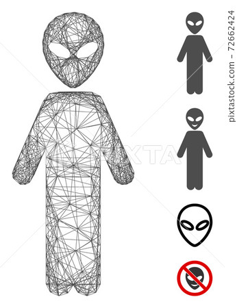 Linear Alien Person Vector Mesh Linear Alien Person Vector Mesh 72662424