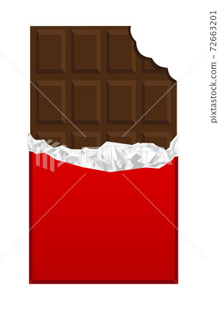 Illustration material: Chocolate plate chocolate, half-eaten bite marks 72663201