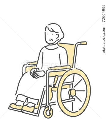 Illustration material of senior sitting in a wheelchair 72664992