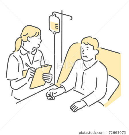 Illustration material of a nurse checking the patient's condition Illustration material of a nurse checking the patient's condition 72665073