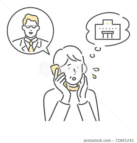 Illustration material of senior who calls the consultation counter of the hospital 72665242
