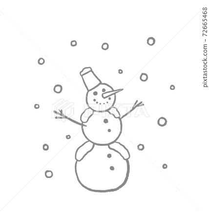 Snowman illustration line art gray 72665468