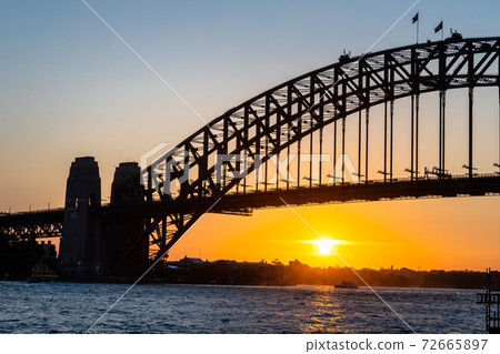 Backlight photo of Harbour Bridge at sunset, Sydney 72665897