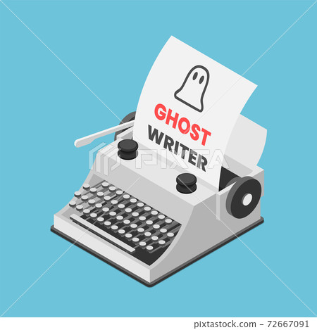 Isometric Typewriter with Words Ghostwriter on Paper Sheet Isometric Typewriter with Words Ghostwriter on Paper Sheet 72667091