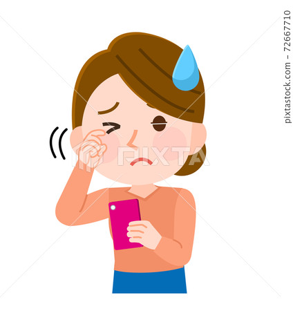 智能手機,朦朧的眼睛,女性插圖造成的眼睛疲勞 智能手機,朦朧的眼睛,女性插圖造成的眼睛疲勞 72667710