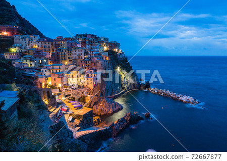 Night view of Cinque Terre Manarola, Italy Night view of Cinque Terre Manarola, Italy 72667877