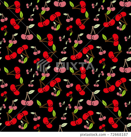 Cute cherry seamless pattern. Good for textile, wrapping, wallpapers, etc. Sweet red ripe cherries isolated on white background. Vector illustration. Cute cherry seamless pattern. Good for textile, wrapping, wallpapers, etc. Sweet red ripe cherries isolated on white background. Vector illustration. 72668187