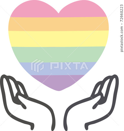 LGBT插圖/包裹彩虹心的手 72668223