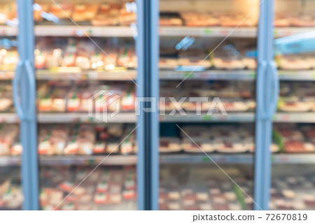 Blur image of shelf with consumer product shop in supermarket Blur image of shelf with consumer product shop in supermarket 72670819