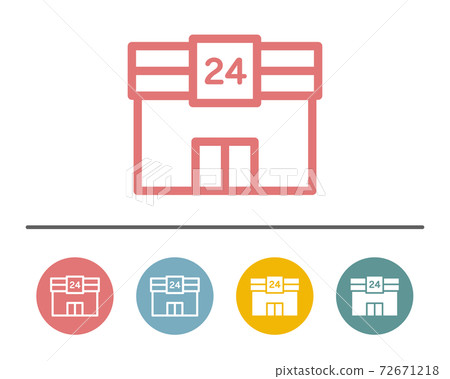 Convenience store icon set / convenience store / 24/24 hours open / building / illustration / store / store / store 72671218