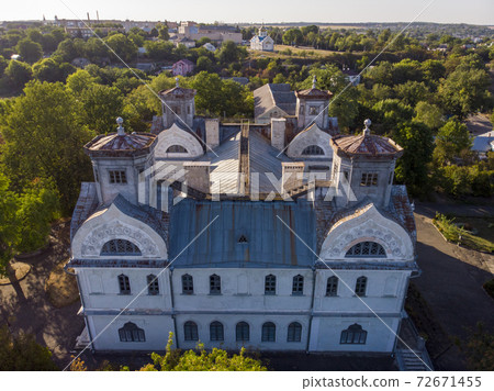 Aerial Shot of Korsun-Shevchenkivsky Historical and Cultural Reserve. Palace of Lopukhins-Demidovs, Ukraine, Kyiv oblast 72671455