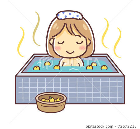 Illustration of a woman taking a yuzu bath (home / public bath) Illustration of a woman taking a yuzu bath (home / public bath) 72672215